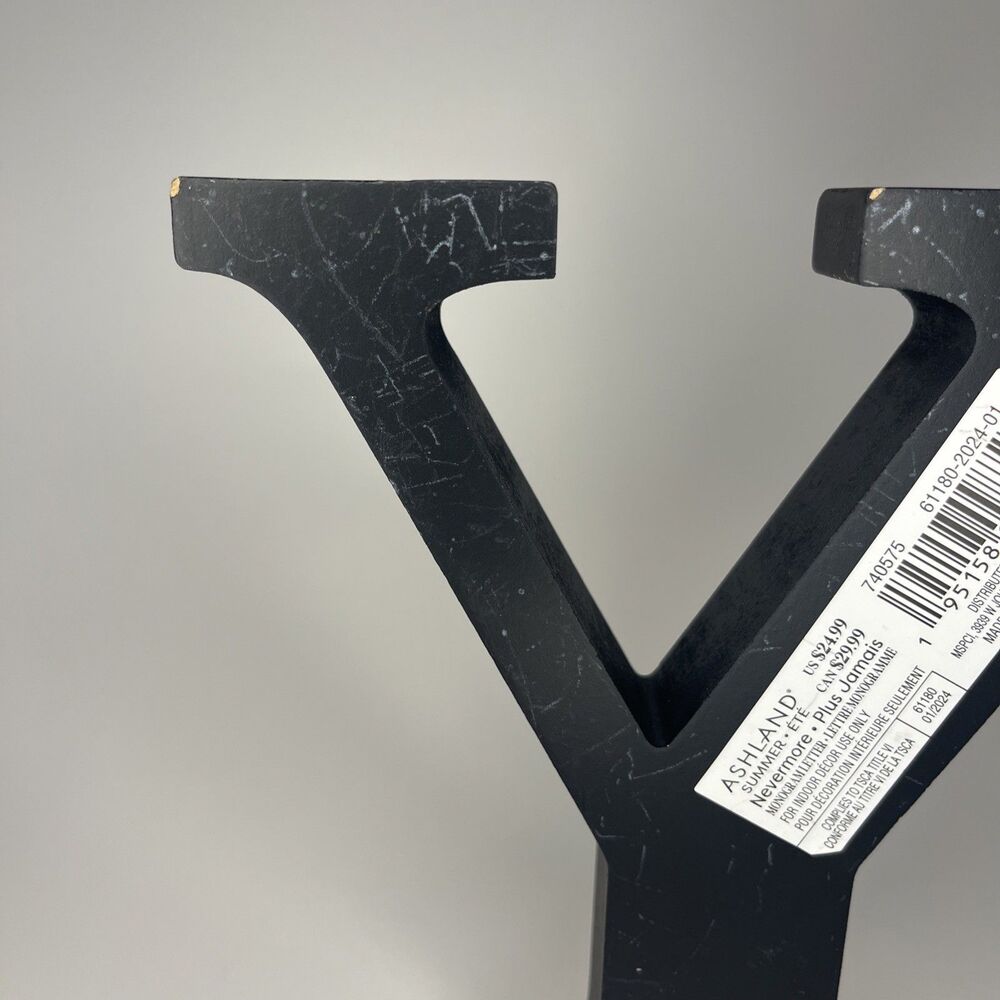 Letter Y Decoration Ashland Black White NEW WITH IMPERFECTIONS - Picture 7 of 11